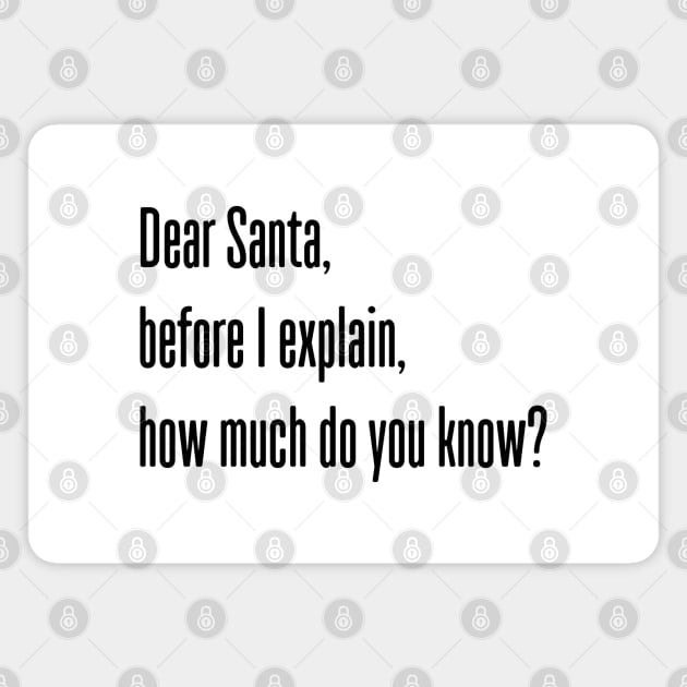 DEAR SANTA BEFORE I EXPLAIN HOW MUCH DO YOU KNOW Magnet by Bombastik